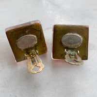 Vintage Alexis Bittar Red Lucite Pyramid Earrings